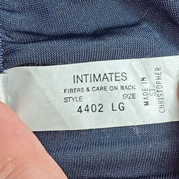 Christian Dior Vintage Satin Hi Cut Panties Navy Blue size Large - Picture 5 of 6